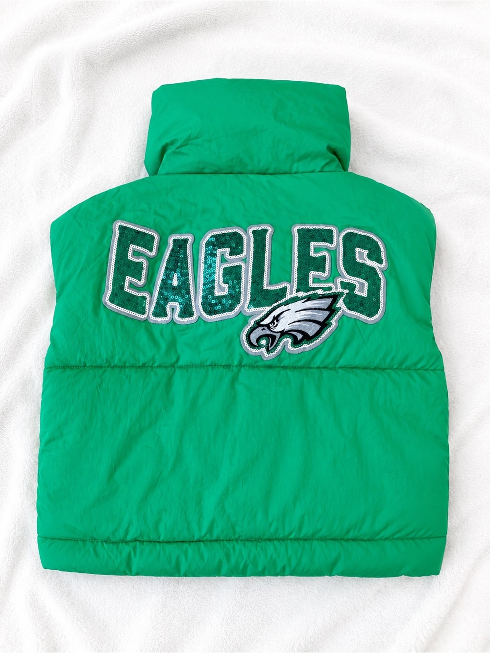 Philadelphia Eagles Green Puffer Vest with Logo